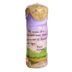 Quote Pillar Candle - "The Creation Of A Single World Comes From A Huge Number Of Fragments And Chaos" Hayao Miyazaki