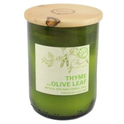 Paddywax Eco Recycled Glass Scented Jar Candle -Household Items Sale thyme and olive leaf recycled jar