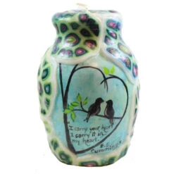 Painted Veneer Quote Vase Candle - "I Carry Your Heart I Carry It In My Heart." E. E. Cummings