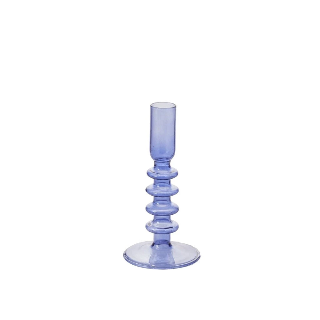 Blue Violet Glass Malaga Taper Candle Holder 4 Blue Violet Glass Malaga Taper Candle Holder - Image 2