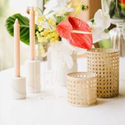 Wicker & Glass Tea Light Candle Lantern -Household Items Sale wicker